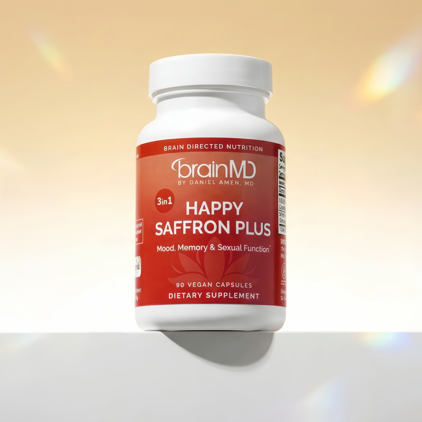 BRAINMD Dr Amen Happy Saffron Plus - 90 Capsules - with Saffron Flower Extract, Curcumin & Zinc - Vegan, Gluten Free - 30 Servings